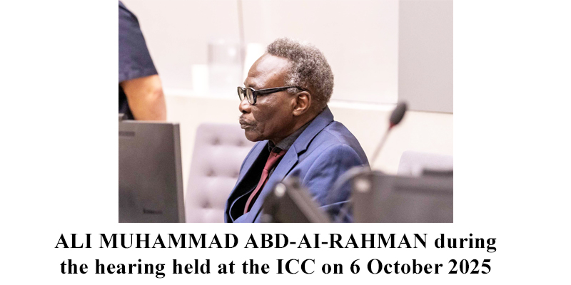 ALI MUHAMMAD ABD-AI-RAHMAN during the hearing held at the ICC on 6 October 2025 (c)ICC-C